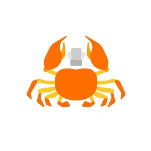 وکتور خرچنگ زرد با کلاه آشپزی - لوگو رستوران غذاهای دریایی