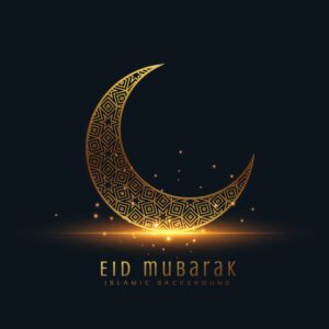 وکتور هلال ماه طلایی ظریف و لوکس پس زمینه مذهبی ماه مبارک رمضان