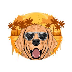 وکتور سگ با عینک آفتابی در تعطیلات تابستانی