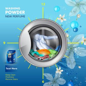 وکتور تبلیغاتی ماشین لباسشویی پاک کننده و مواد شوینده، گل و حباب و کف