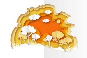 وکتور کاغذی گرمایش زمین و حفظ محیط زیست دایره های نارنجی
