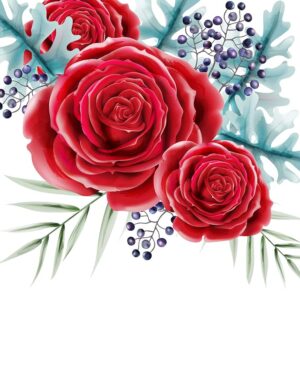 وکتور آبرنگی گلهای سرخ، رز قرمز مناسب طراحی کارت های عروسی، جشنها و پوستر