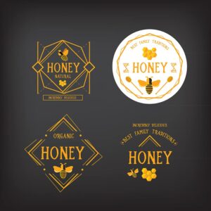 وکتور زنبور و عسل، برچسب و آیکون های محصولات عسل و شهد