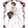 وکتور عروس و دسته گل عروس با گلهای سرخ