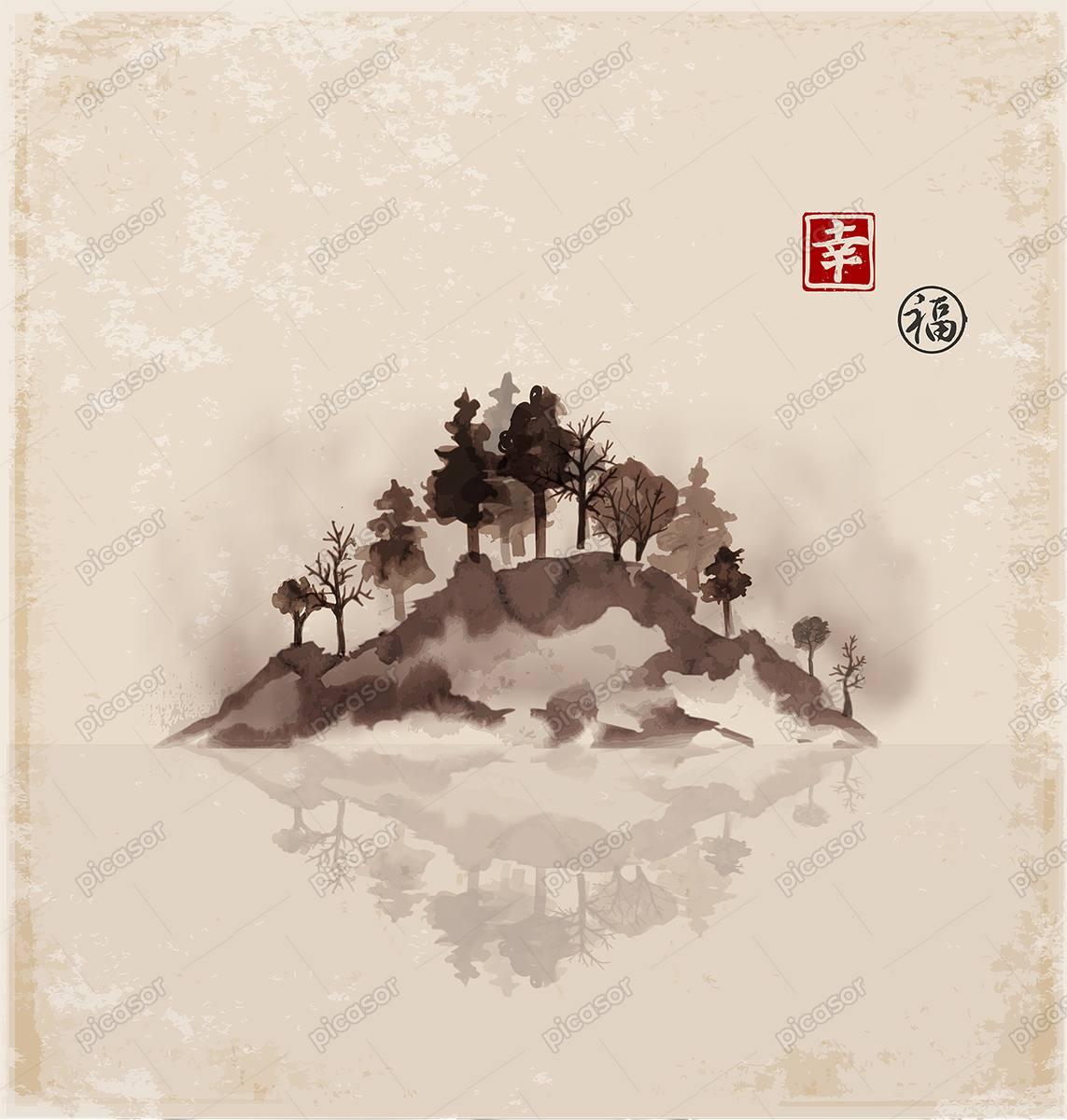 وکتور نقاشی کوه و جنگلهای ژاپن،هنر نقاشی ژاپنی