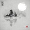 وکتور نقاشی کوه و جنگلهای ژاپن و ماه،هنر نقاشی ژاپنی