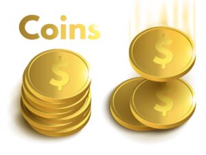 وکتور سکه های طلایی سنت دلار در اشکال و حالت های مختلف