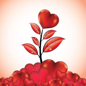 وکتور گل سرخ با قلبهای قرمز