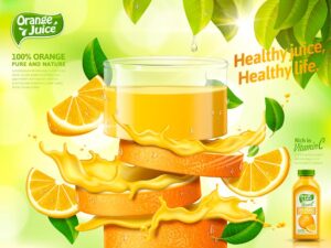 وکتور لیوان آب پرتقال - پس زمینه آب پرتقال طبیعی