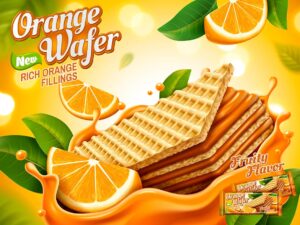 وکتور بیسکویت ویفر پرتقالی - پس زمینه محصولات غذایی