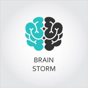 وکتور لوگو مغز انسان لوگو طوفان مغزی، ایده خلاقیت و پیشرفت