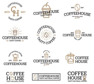 12 لوگو قهوه و کافی شاپ لوگو کافه، وکتور لوگو مرتبط با قهوه محصولات قهوه کافه و کافی شاپ