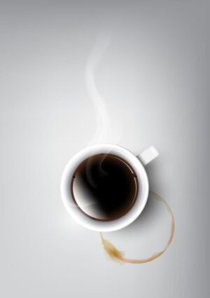 وکتور پس زمینه فنجان قهوه نما از بالا و اثر لکه لیوان قهوه