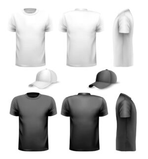 وکتور تی شرت و کلاه لبه دار طرح واقعی و سه بعدی