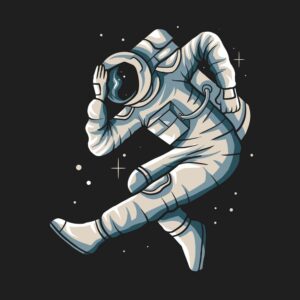 وکتور فضانورد در حال رقص در فضا