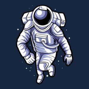 وکتور فضانورد در حال راه رفتن در فضا