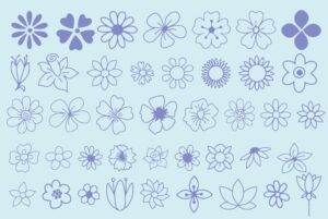 41 وکتور گلبرگ گل نقاشی خطی مینیمال