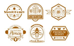 6 وکتور زنبورداری عسل لیبل عسل برچسب محصولات عسل و شهد طرح وینتج
