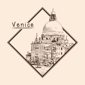 وکتور شهر ونیز طرح اسکچ - وکتور پس زمینه شهر ونیز ایتالیا نقاشی ترسیمی خطی