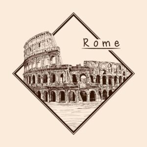 وکتور کولوسئوم طرح اسکچ - وکتور پس زمینه کولوسئوم شهر رم ایتالیا نقاشی ترسیمی خطی