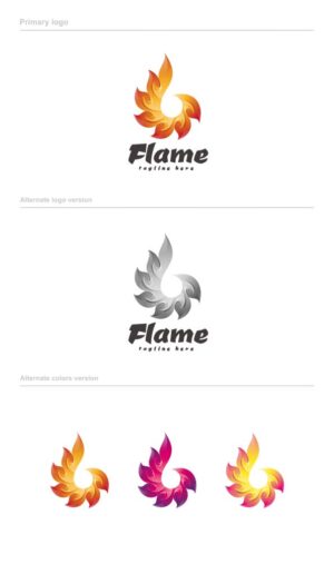وکتور لوگو آتش لوگو شعله آتش و زبانه آتش در 4 ترکیب رنگی