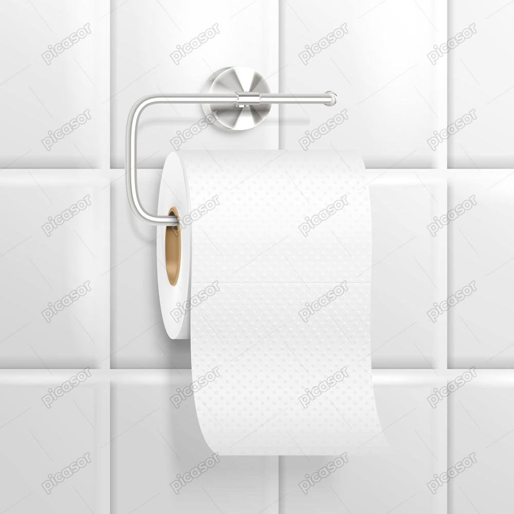 وکتور دستمال توالت – وکتور پس زمینه رول دستمال کاغذی روی دیوار
