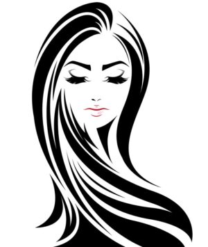 وکتور زن با مو بلند فشن - وکتور صورت زن چهره زن وکتور المان لوگو آرایشگاه زنانه و سالن زیبایی