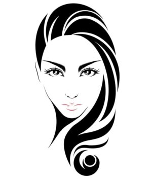 وکتور زن با مو بلند فشن - وکتور چهره زن صورت زن وکتور لوگو آرایشگاه زنانه و سالن زیبایی