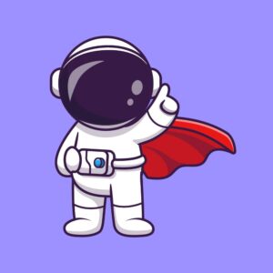 وکتور کارتونی فضانورد ابرقهرمان - وکتور فضانورد کارتونی قهرمان با شنل قرمز