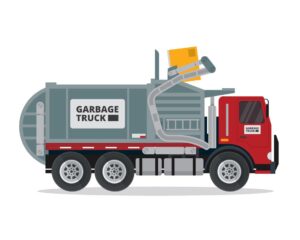 وکتور کامیون جاروب مکانیزه و حمل زباله نظافت شهری - وکتور ماشین آلات شهرداری طرح فلت