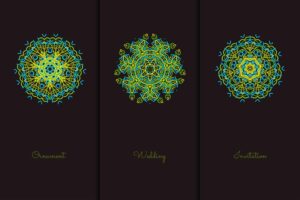 3 وکتور ترنج اسلیمی شمسه اسلیمی بسیار نفیس و زیبا - وکتور ماندالا اسلیمی ساده و شیک مناسب طراحی کارت