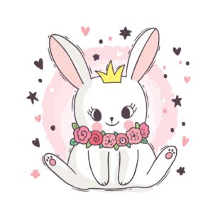 وکتور بچه خرگوش کارتونی با تاج طلایی - وکتور کارتونی بچه خرگوش بامزه و تاج طلایی