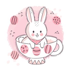 وکتور بچه خرگوش کارتونی داخل فنجان - وکتور کارتونی بچه خرگوش و فنجان