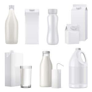 وکتور موکاپ پاکت شیر شیشه شیر - وکتور موکاپ ظرفهای شیر