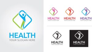 وکتور لوگو انسان و درمان - وکتور لوگو بهداشت و سلامتی در 6 ترکیب رنگی