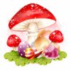 وکتور بچه خرگوش قارچ قرمز و تخم مرغ های رنگی طرح نقاشی آبرنگی – وکتور نقاشی آبرنگی خرگوش کوچولو در جنگل