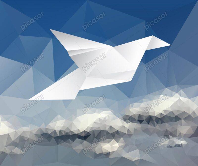 وکتور کبوتر صلح سفید - وکتور کبوتر سفید پرواز آسمان آبی طرح اریگامی - وکتور پس زمینه اریگامی پرنده کبوتر در آسمان آبی وکتور صلح و آشتی کبوتر کاغذی