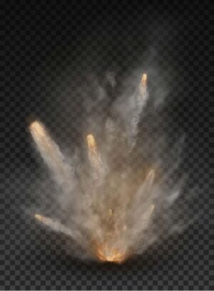 وکتور فوران گدازه برخورد شهاب سنگ وکتور توپ آتشین وکتور گلوله آتش با دنباله دود