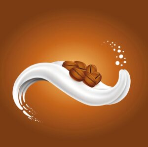 وکتور پس زمینه شیر قهوه دانه قهوه - وکتور پس زمینه دانه قهوه داخل شیر