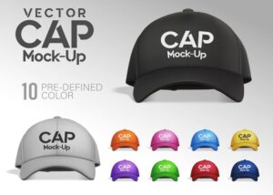 وکتور کلاه لبه دار کپ در 10 ترکیب رنگی از جلو