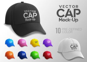 وکتور کلاه لبه دار کپ در 10 ترکیب رنگی از کنار