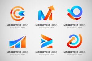 6 وکتور لوگو بازاریابی و مارکتینگ لوگو حرف m لاتین لوگو نمودار و سیبل هدف