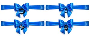 4 وکتور پاپیون آبی و لیبل تخفیف فروش - مجموعه وکتور پاپیون با ربان آبی