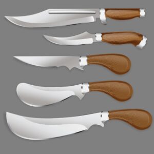 5 وکتور چاقو شکار و کمپ - وکتور انواع چاقوهای شکار با دسته چوبی