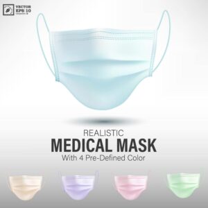 وکتور ماسک بهداشتی پزشکی در 5 ترکیب رنگی