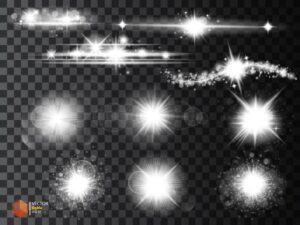 10 وکتور درخشش نورهای درخشان سفید - وکتور افکت نوری ستاره های سفید درخشان