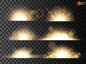 6 وکتور تابش درخشش نور خورشید - وکتور افکت نوری خورشید و تلالو درخشش خورشید وکتور نور انفجار