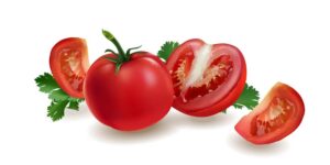 وکتور گوجه فرنگی تازه و سالم و گوجه بریده شده