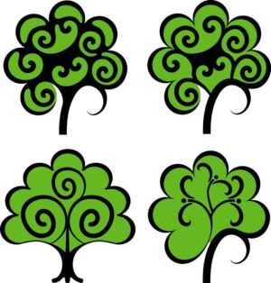 4 وکتور درخت سبز طرح فانتزی