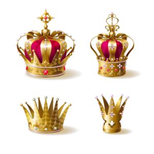 4 وکتور تاج شاه و ملکه طرح سه بعدی واقعی در 2 نوع